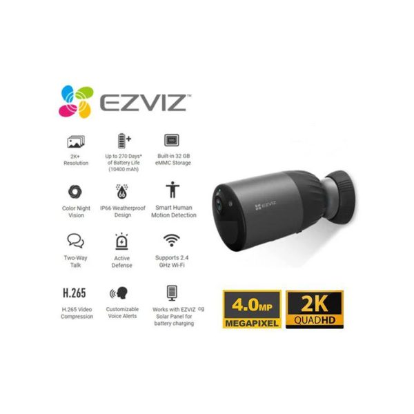 [BC1C] EZVIZ 2MP WIFI BUILT IN BATTERY CAMERA INDOOROUTDOOR KIT 2